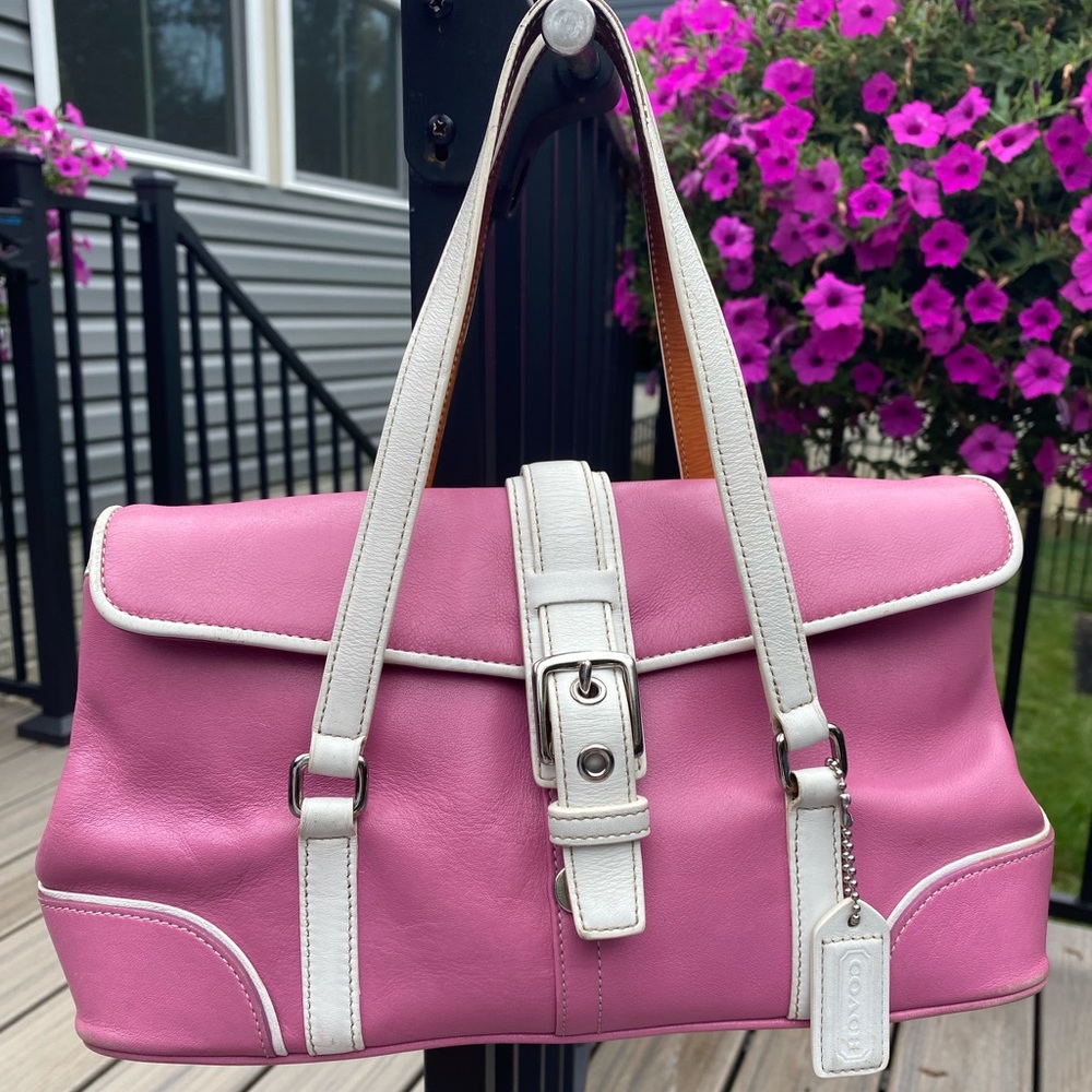 Vintage Coach Hampton Flap Satchel 9267 Pink Purse